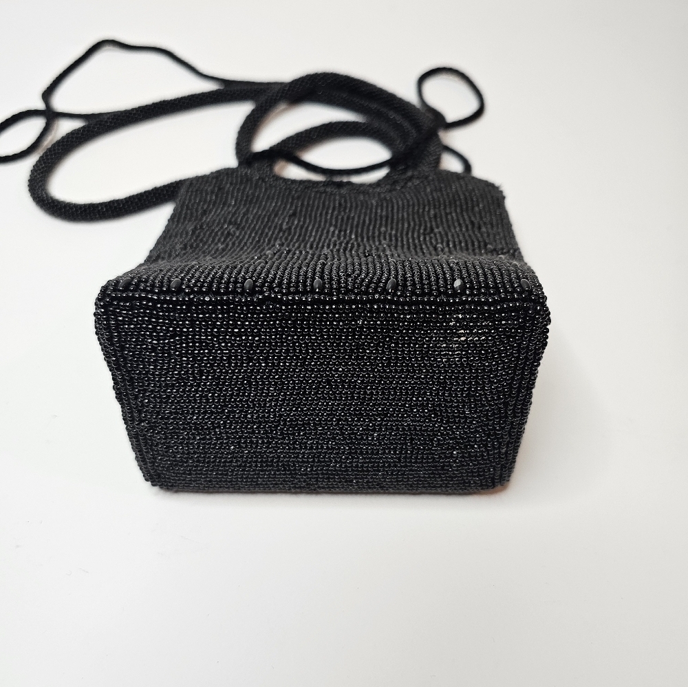 Valerie Stevens Black Beaded Small Handbag Vintage Womens - Picture 6 of 16